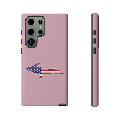 Michigan Upper Peninsula Tough Phone Case (Pink w/ UP USA Flag Outline) | Samsung & Pixel Android