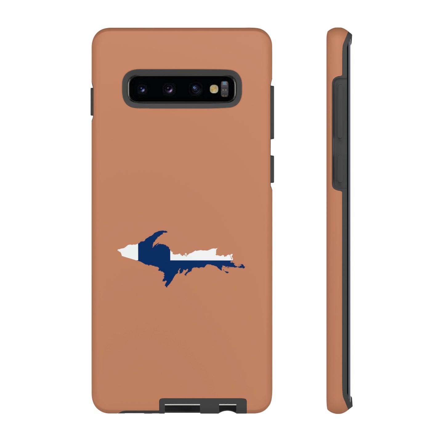 Michigan Upper Peninsula Tough Phone Case ( Copper Color w/ UP Finland Flag Outline) | Samsung & Pixel Android