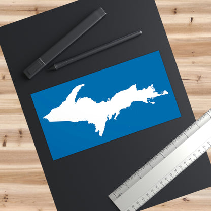 Michigan Upper Peninsula Bumper Sticker (w/ UP Outline) | Azure Background