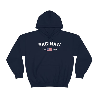 'Saginaw EST 1835' Hoodie (w/USA Flag Outline) | Unisex Standard