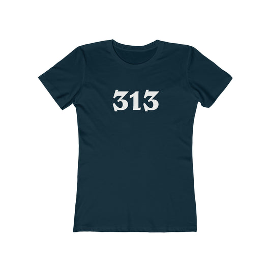 Detroit '313' T-Shirt (Angry Serif Font) | Women's Boyfriend Cut