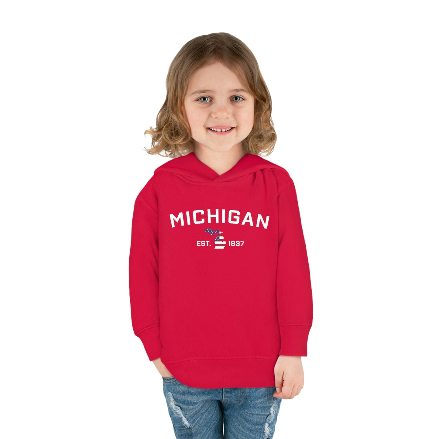 'Michigan EST 1837' Hoodie (With MI USA Flag Outline) | Unisex Toddler