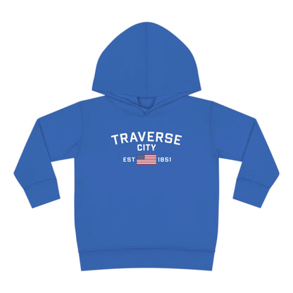 'Traverse City EST 1851' Hoodie (w/USA Flag Outline) | Unisex Toddler