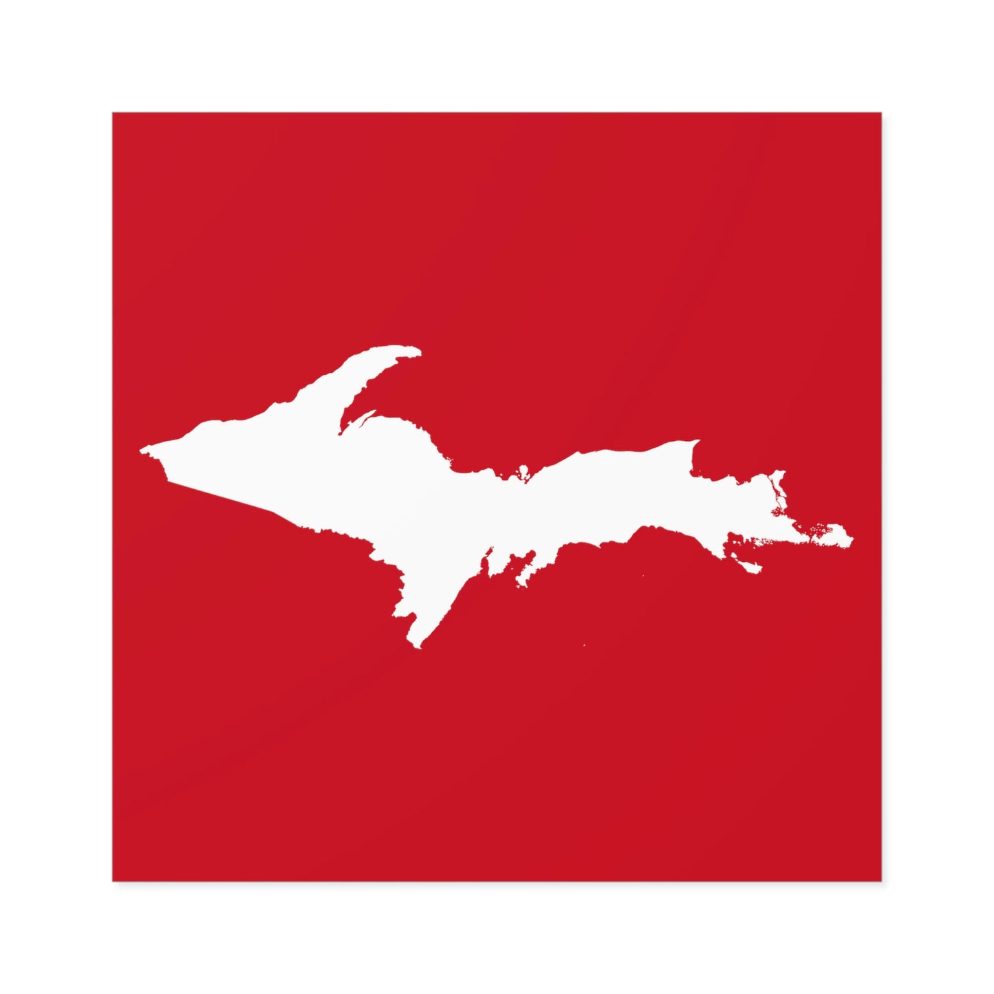 Michigan Upper Peninsula Square Sticker (Red w/ UP Outline) | Indoor/Outdoor