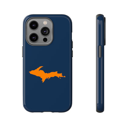 Michigan Upper Peninsula Tough Phone Case (Navy w/ Orange UP Outline) | Apple iPhone