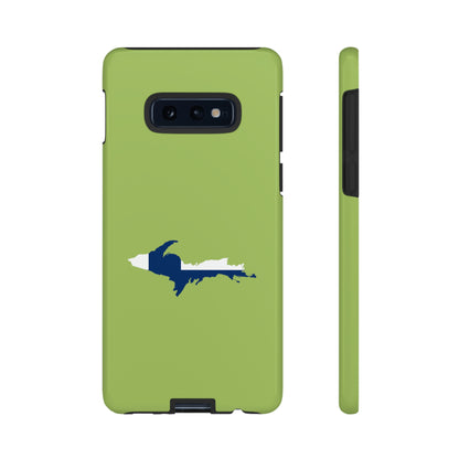 Michigan Upper Peninsula Tough Phone Case (Gooseberry Green w/ UP Finland Flag Outline) | Samsung & Pixel Android