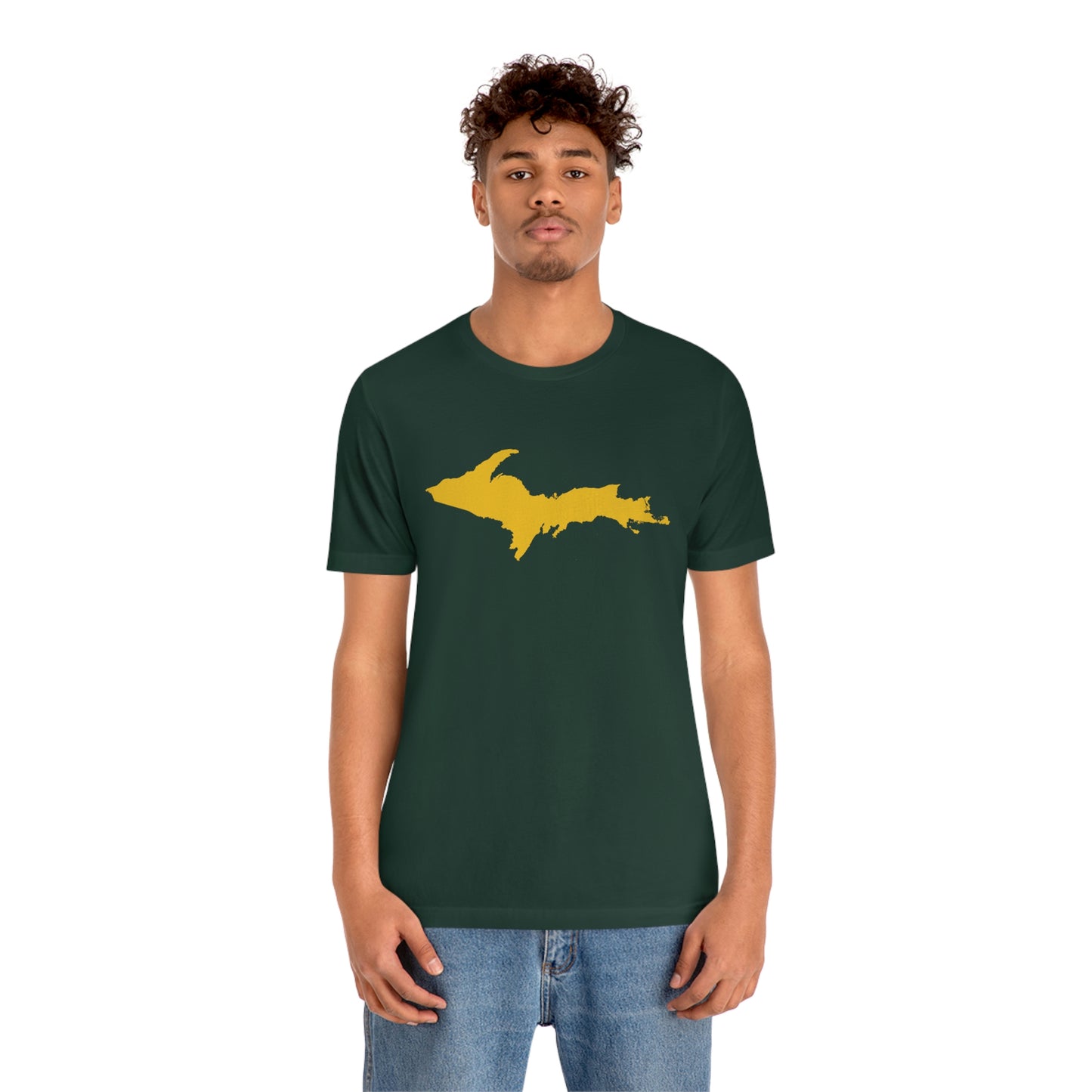 Michigan Upper Peninsula T-Shirt (w/ Gold UP Outline) | Unisex Standard Fit