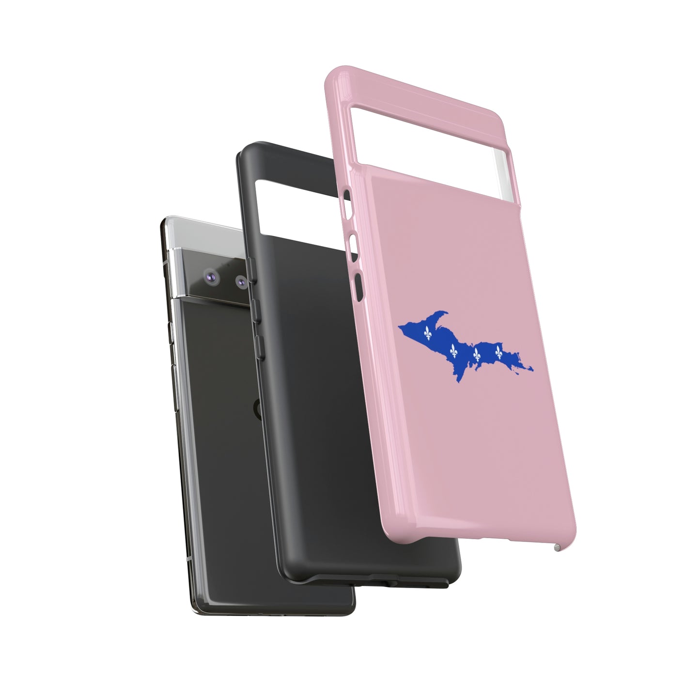 Michigan Upper Peninsula Tough Phone Case (Pink w/ UP Quebec Flag Outline) | Samsung & Pixel Android