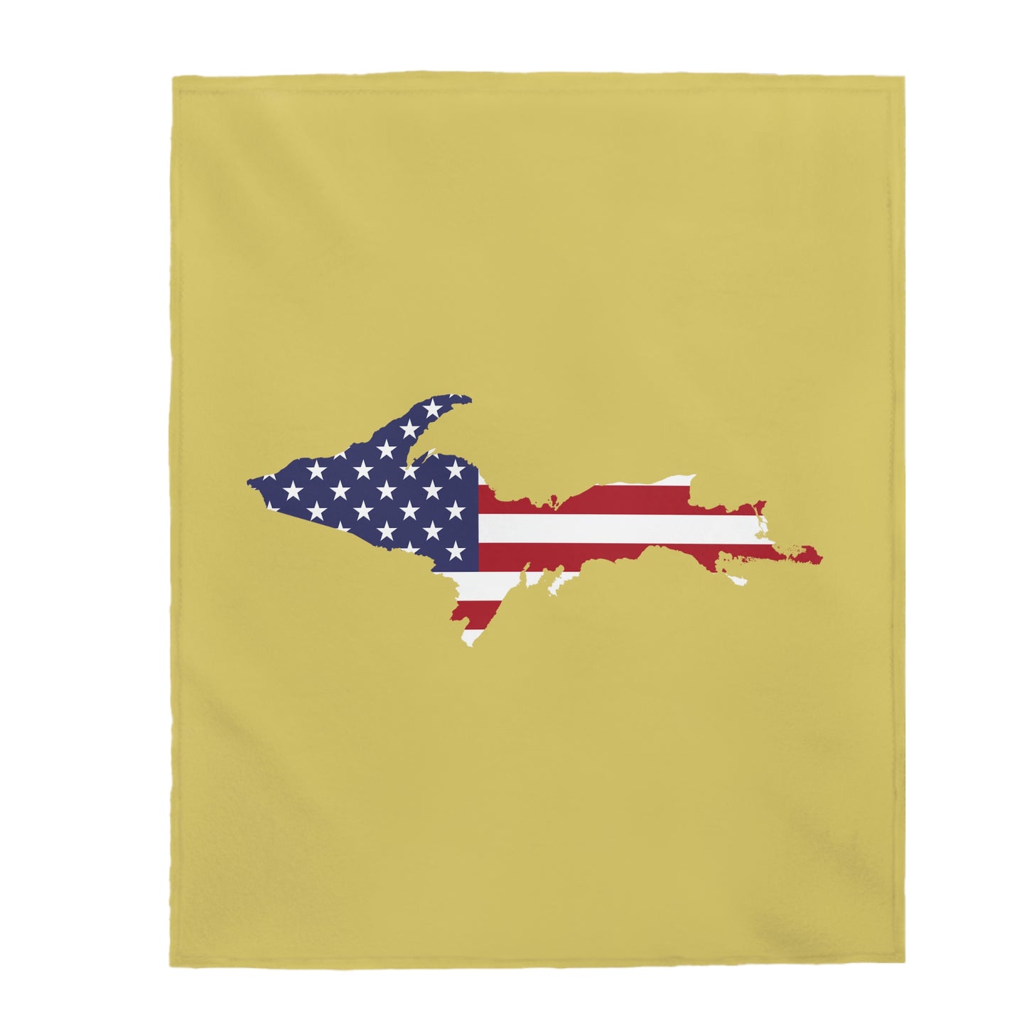 Michigan Upper Peninsula Plush Blanket (w/ UP USA Flag Outline) | Plum Yellow