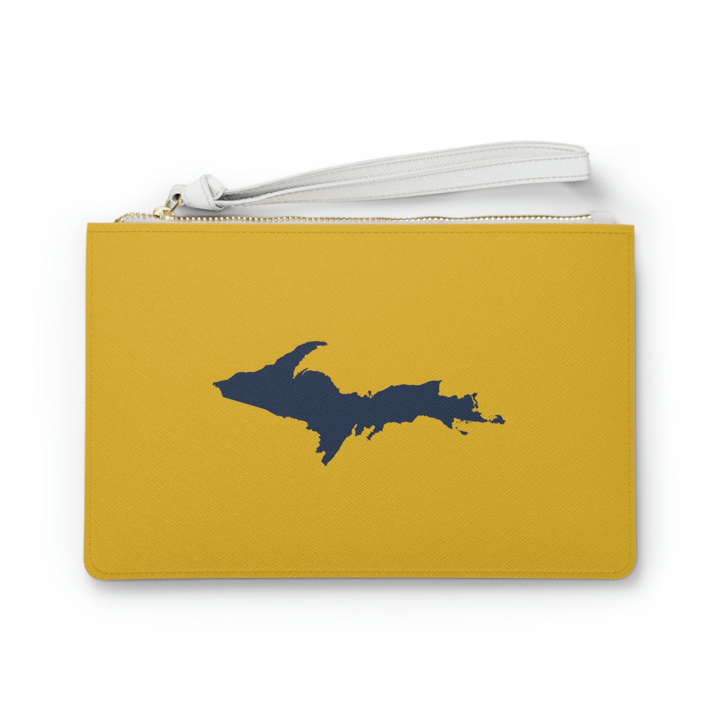 Michigan Upper Peninsula Clutch Bag (Gold w/ Navy UP Outline)