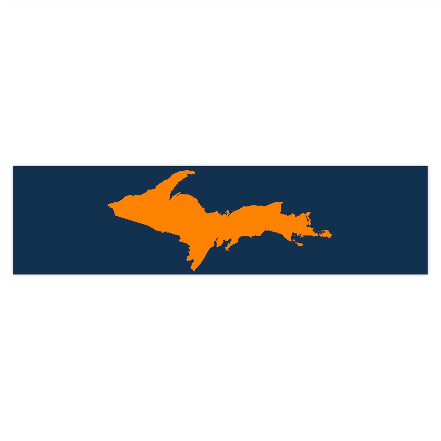 Michigan Upper Peninsula Bumper Sticker (w/ Orange UP Outline) | Navy Background