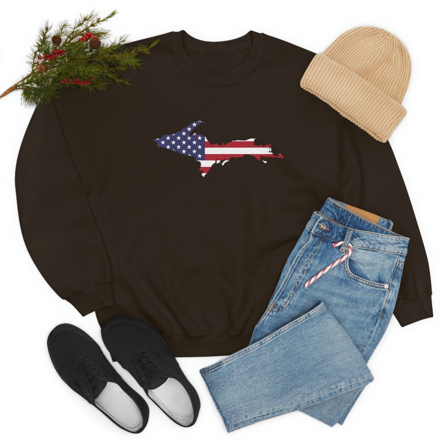 Michigan Upper Peninsula Sweatshirt (w/ UP USA Flag Outline) | Unisex Standard