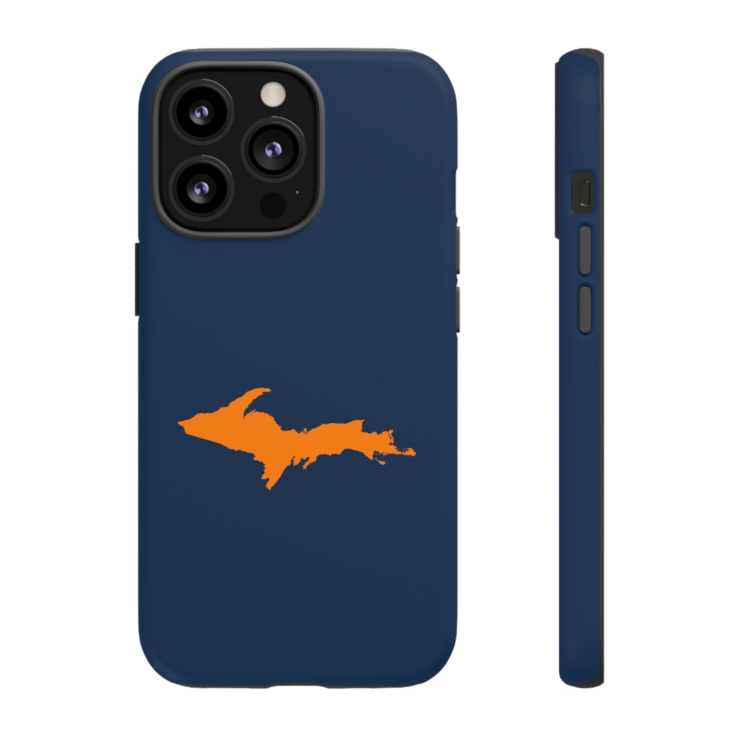 Michigan Upper Peninsula Tough Phone Case (Navy w/ Orange UP Outline) | Apple iPhone