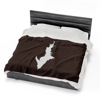 Michigan Upper Peninsula Plush Blanket (w/ UP Outline) | Hickory Color