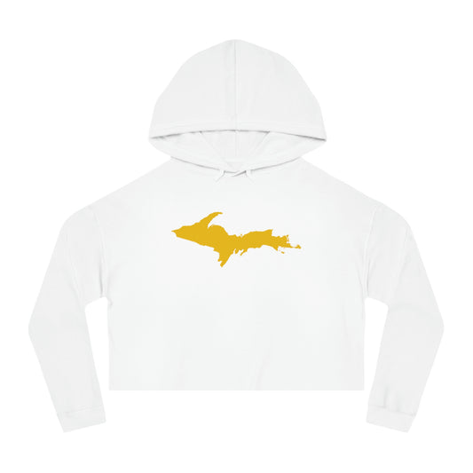 Michigan Upper Peninsula Hoodie (w/ Gold UP Outline) | Lightweight Cropped