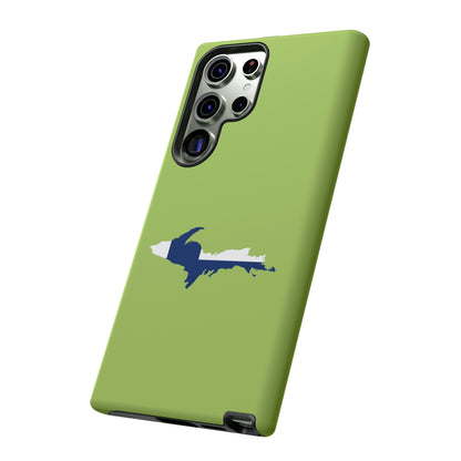 Michigan Upper Peninsula Tough Phone Case (Gooseberry Green w/ UP Finland Flag Outline) | Samsung & Pixel Android