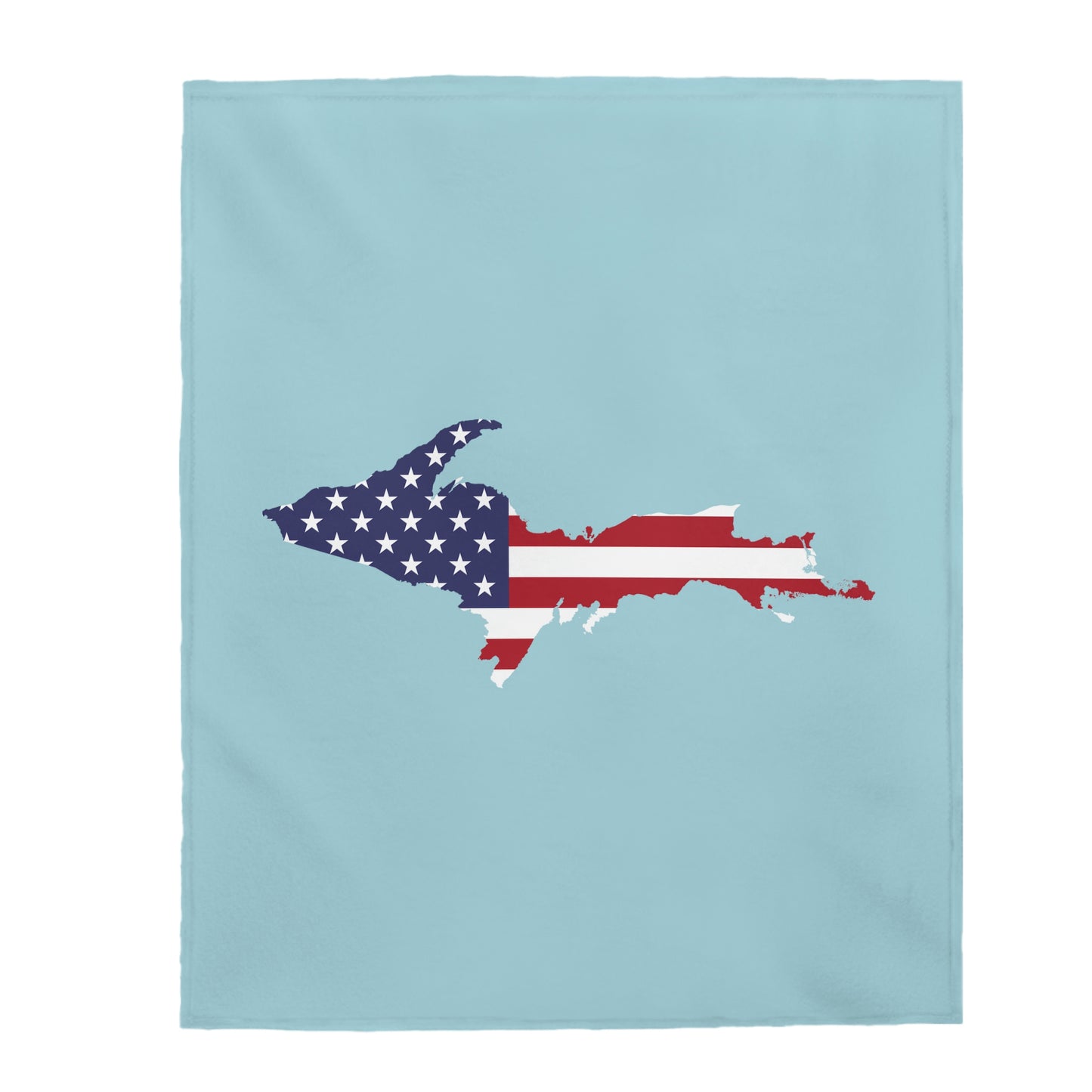 Michigan Upper Peninsula Plush Blanket (w/ UP USA Flag Outline) | '58 Caddie Blue