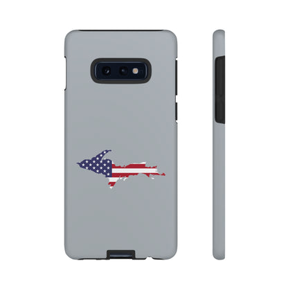 Michigan Upper Peninsula Tough Phone Case (Silver w/ UP USA Flag Outline) | Samsung & Pixel Android