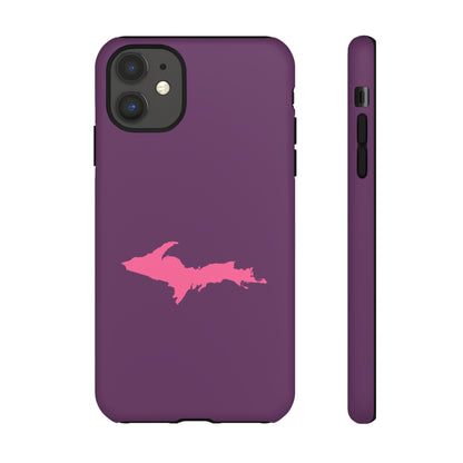 Michigan Upper Peninsula Tough Phone Case (Plum w/ Pink UP Outline) | Apple iPhone