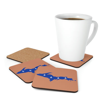 Michigan Upper Peninsula Coaster Set (Copper Color w/ UP Quebec Flag Outline) | Corkwood - 4 pack