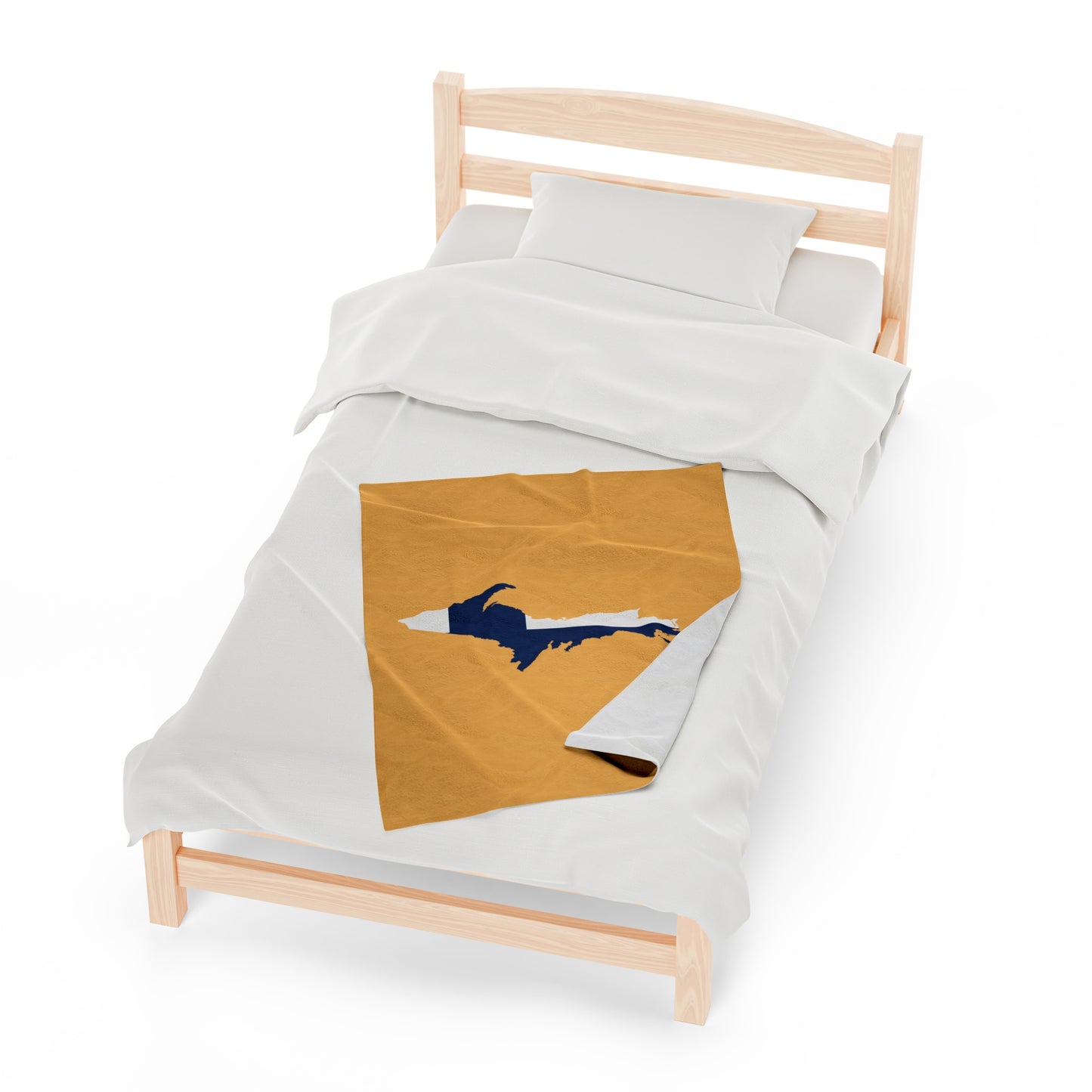 Michigan Upper Peninsula Plush Blanket (w/ UP Finland Flag Outline) | Citrine