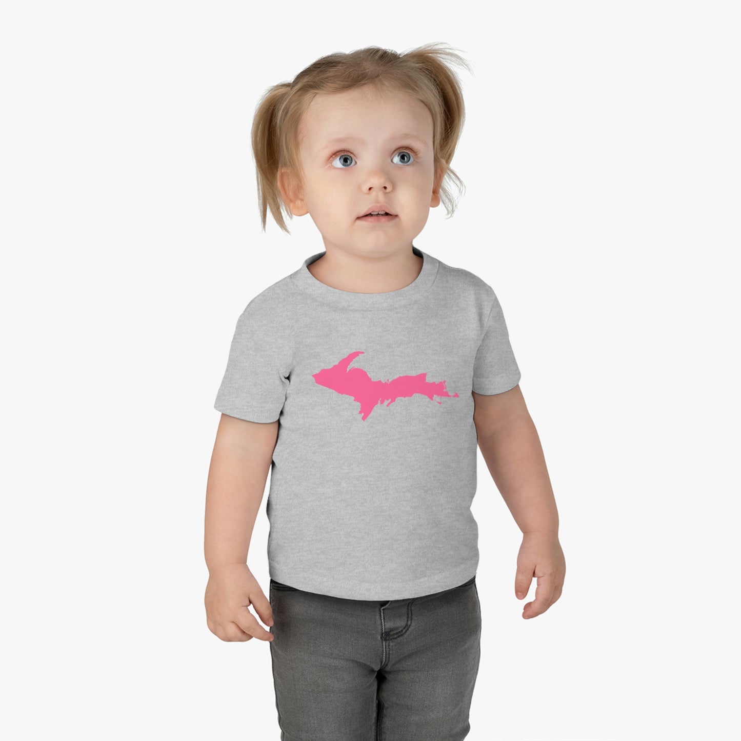 Michigan Upper Peninsula Infant T-Shirt (w/ Pink UP Outline) | Short Sleeve