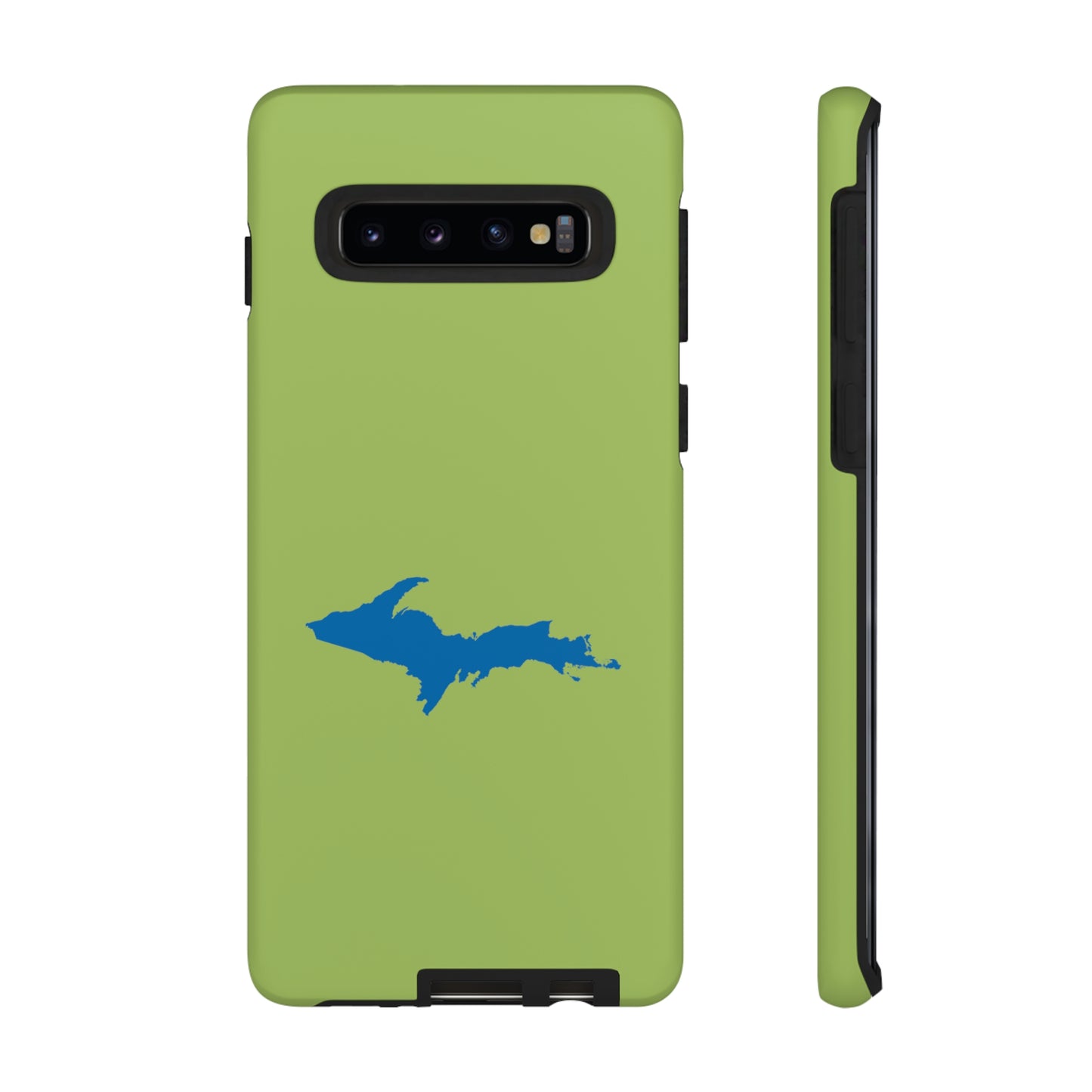 Michigan Upper Peninsula Tough Phone Case (Gooseberry Green w/ Azure UP Outline) | Samsung & Pixel Android