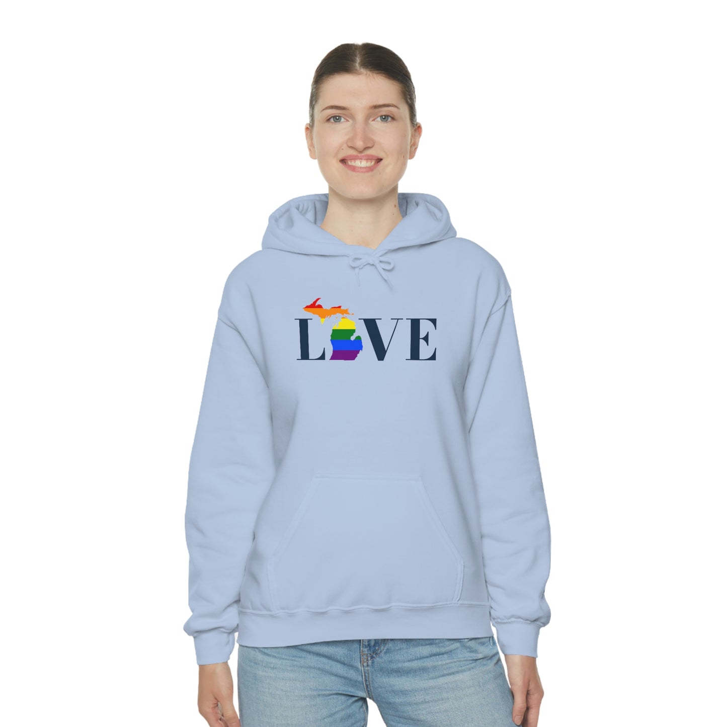 Michigan 'Love' Hoodie (w/LGBTQ Pride Colors) | Unisex Standard