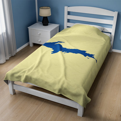 Michigan Upper Peninsula Plush Blanket (w/ Azure UP Outline) | Canary Yellow