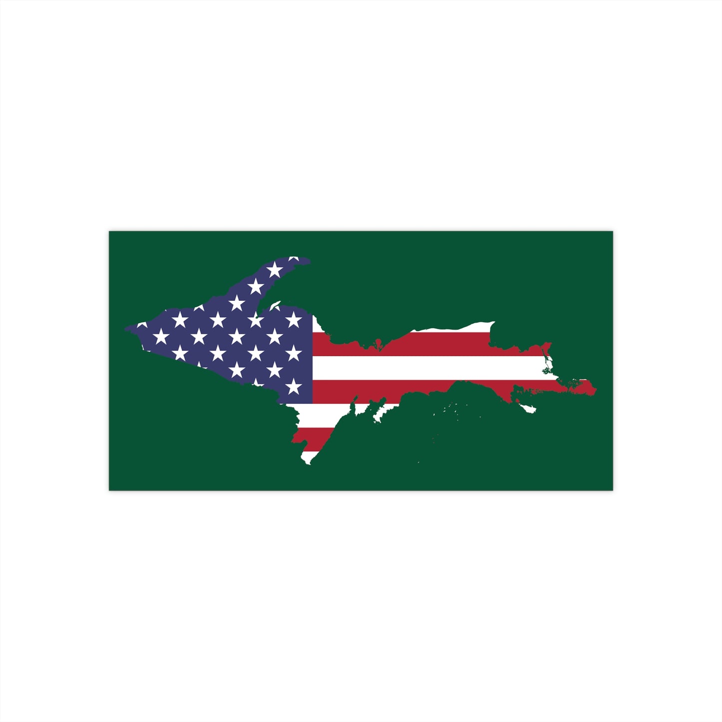 Michigan Upper Peninsula Bumper Stickers (w/ UP USA Flag Outline) | Green Background