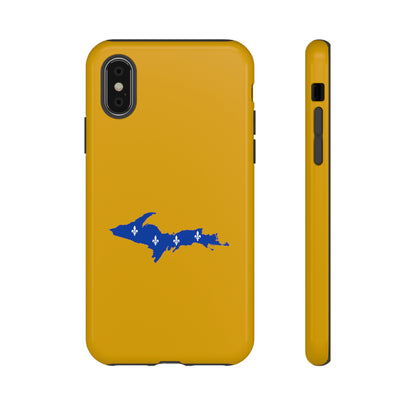 Michigan Upper Peninsula Tough Phone Case (Gold w/ UP Quebec Flag Outline) | Apple iPhone