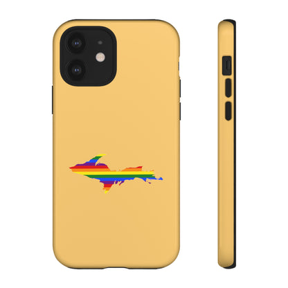 Michigan Upper Peninsula Tough Phone Case (Citrine w/ UP Pride Flag Outline) | Apple iPhone