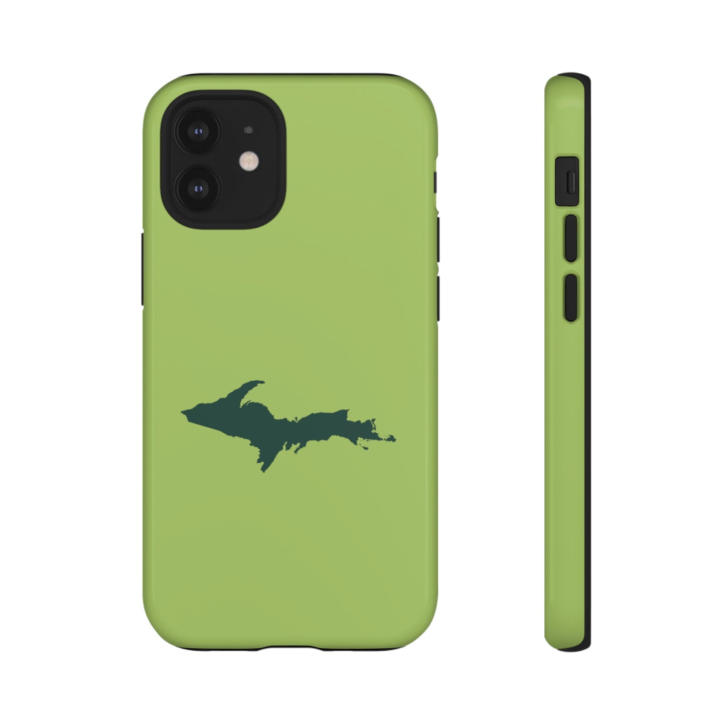 Michigan Upper Peninsula Tough Phone Case (Gooseberry Green w/ Green UP Outline) | Apple iPhone