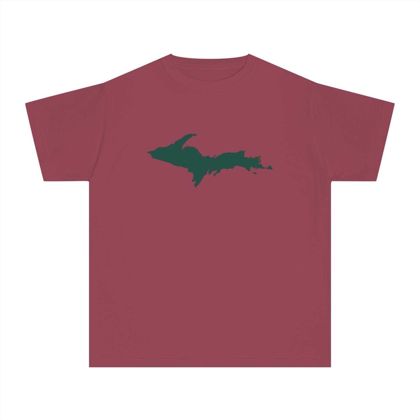 Michigan Upper Peninsula T-Shirt (w/ Green UP Outline) | Youth Garment-Dyed