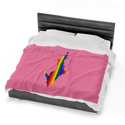 Michigan Upper Peninsula Plush Blanket (w/ UP Pride Flag Outline) | '67 Caddie Pink