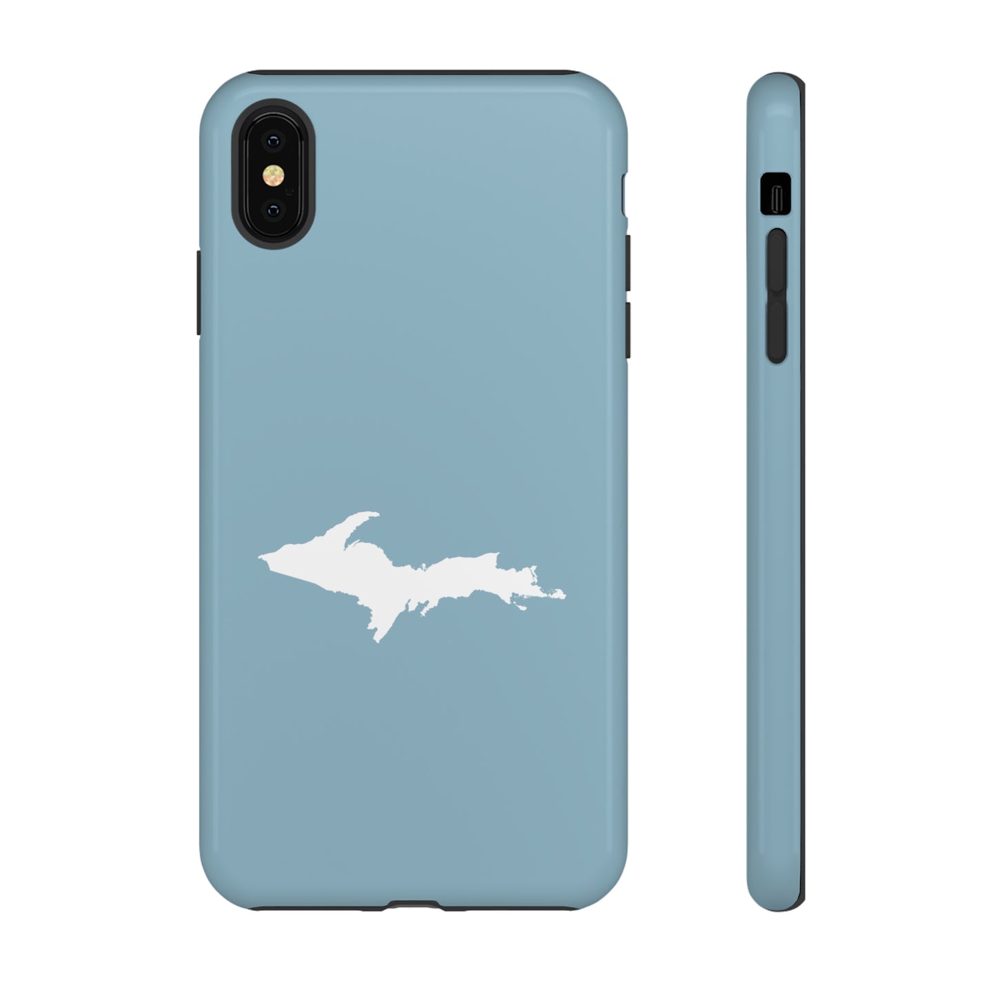 Michigan Upper Peninsula Tough Phone Case (Opal Blue w/ UP Outline) | Apple iPhone