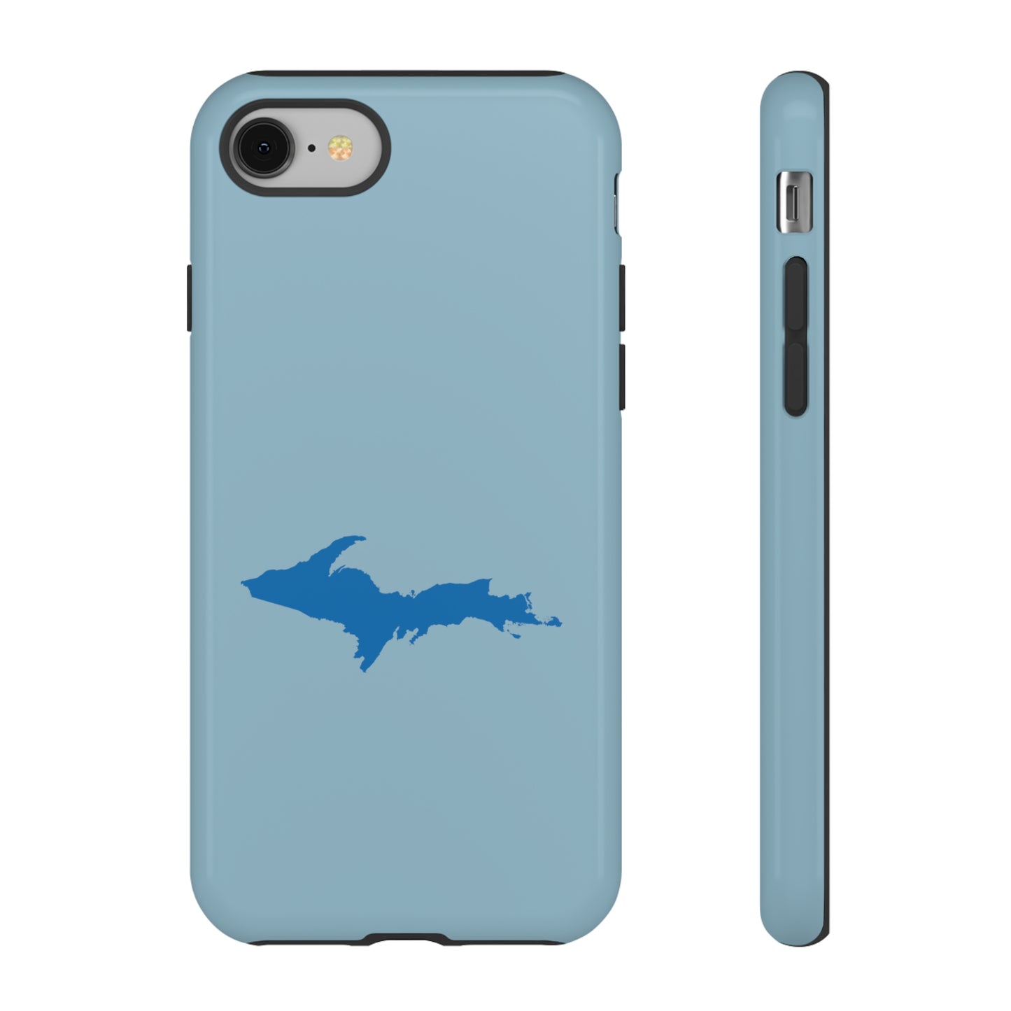 Michigan Upper Peninsula Tough Phone Case (Opal Blue w/ Azure UP Outline) | Apple iPhone