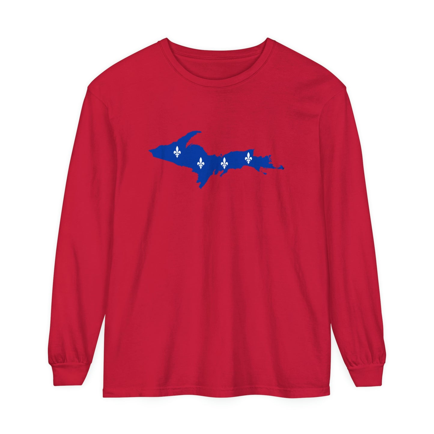 Michigan Upper Peninsula Garment-Dyed T-Shirt (w/ UP Quebec Flag Outline) | Unisex Long Sleeve