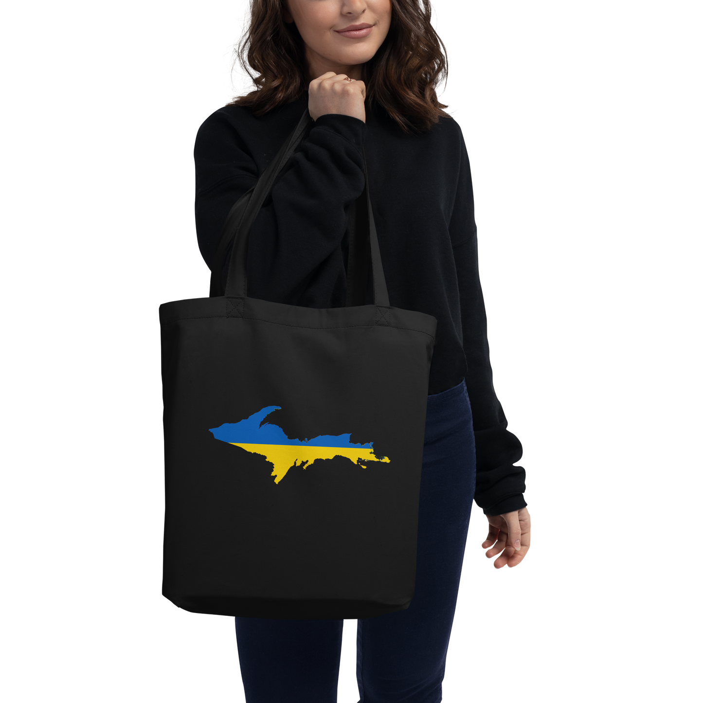 Michigan Upper Peninsula Everyday Tote Bag (w/ UP Ukraine Flag Outline)