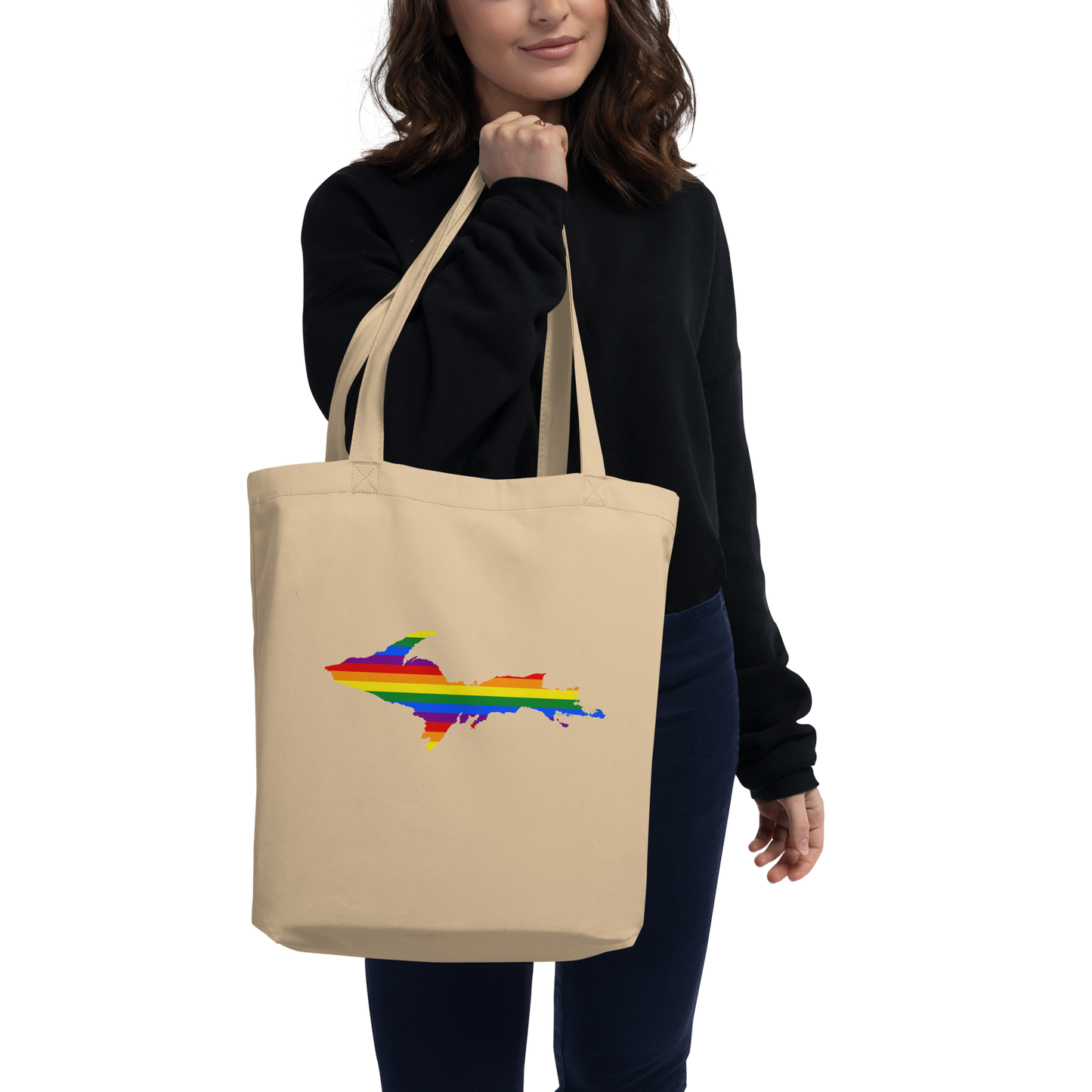 Michigan Upper Peninsula Tote Bag (w/ UP Pride Flag Outline)