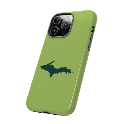 Michigan Upper Peninsula Tough Phone Case (Gooseberry Green w/ Green UP Outline) | Apple iPhone