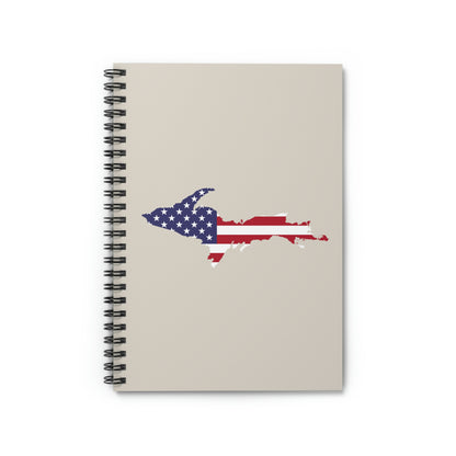 Michigan Upper Peninsula Spiral Notebook (w/ UP USA Flag Outline) | Canvas Color