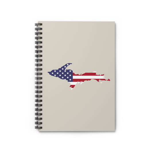 Michigan Upper Peninsula Spiral Notebook (w/ UP USA Flag Outline) | Canvas Color