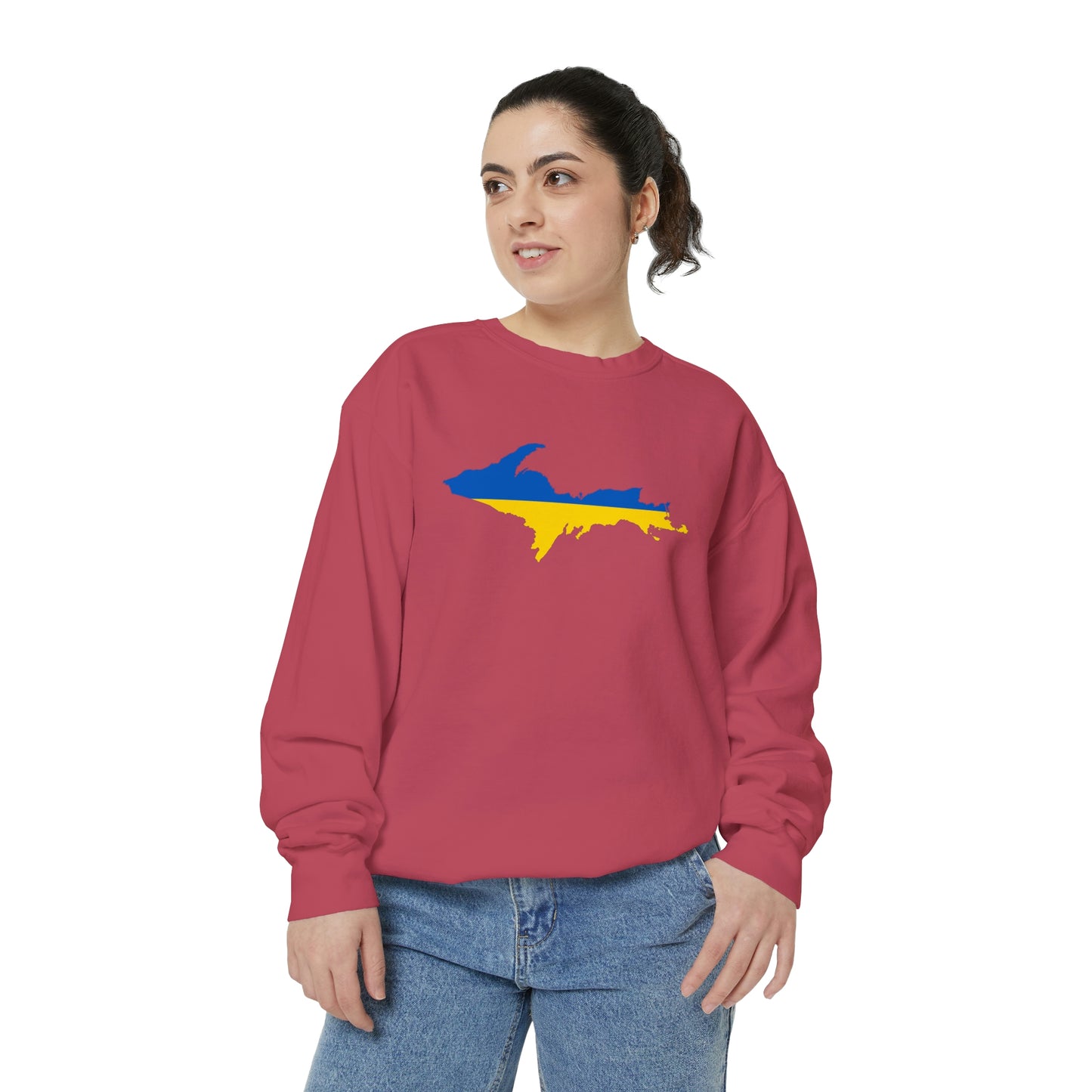 Michigan Upper Peninsula Sweatshirt (w/ UP Ukraine Outline) | Unisex Garment Dyed