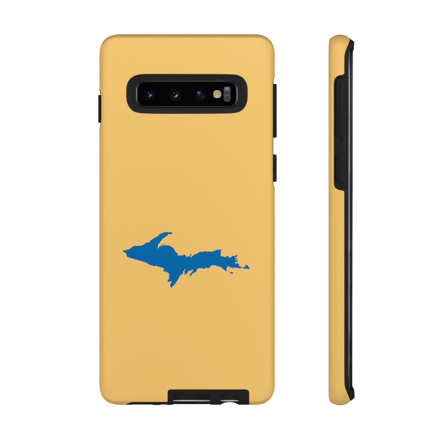 Michigan Upper Peninsula Tough Phone Case (Citrine w/ Azure UP Outline) | Samsung & Pixel Android