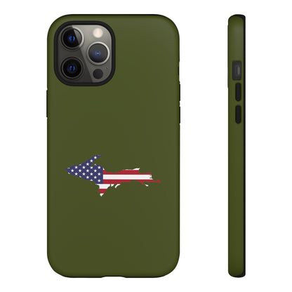 Michigan Upper Peninsula Tough Phone Case (Army Green w/ UP USA Outline) | Apple iPhone