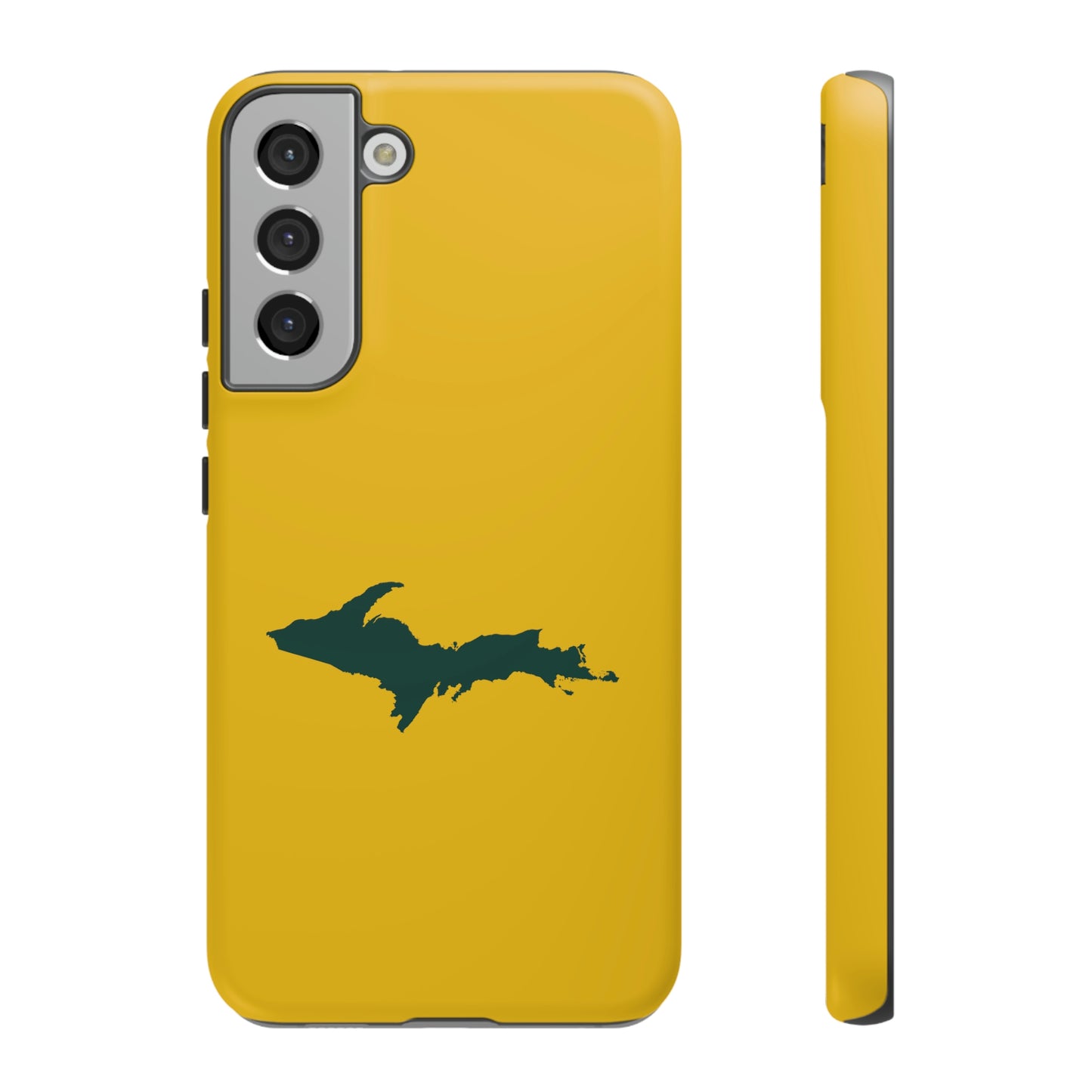 Michigan Upper Peninsula Tough Phone Case (Gold w/ Green UP Outline) | Samsung & Pixel Android