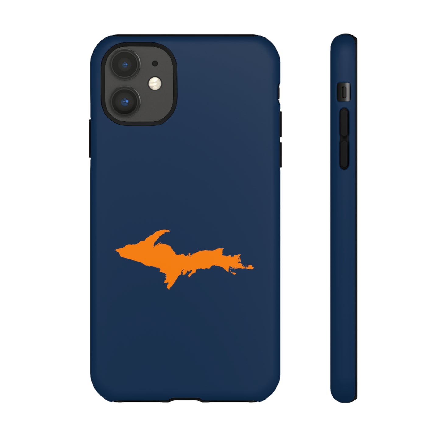 Michigan Upper Peninsula Tough Phone Case (Navy w/ Orange UP Outline) | Apple iPhone