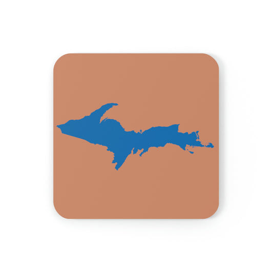 Michigan Upper Peninsula Coaster Set (Copper Color w/ Azure UP Outline) | Corkwood - 4 pack