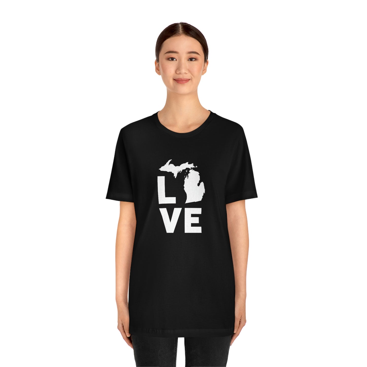 Michigan 'Love' T-Shirt (Geometric Sans Font) | Unisex Standard Fit